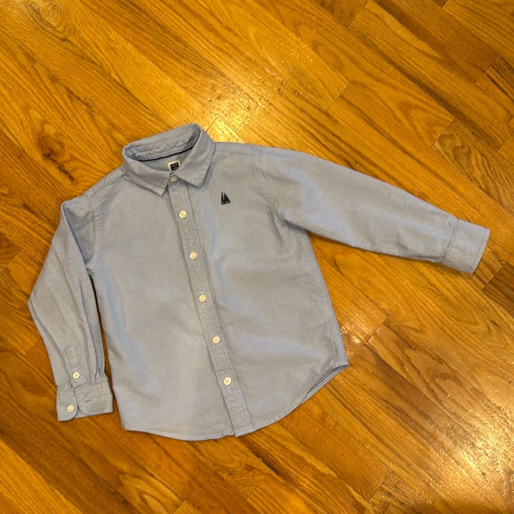 Janie and Jack Long Sleeve Blue Button Down Shirt (Size 4)